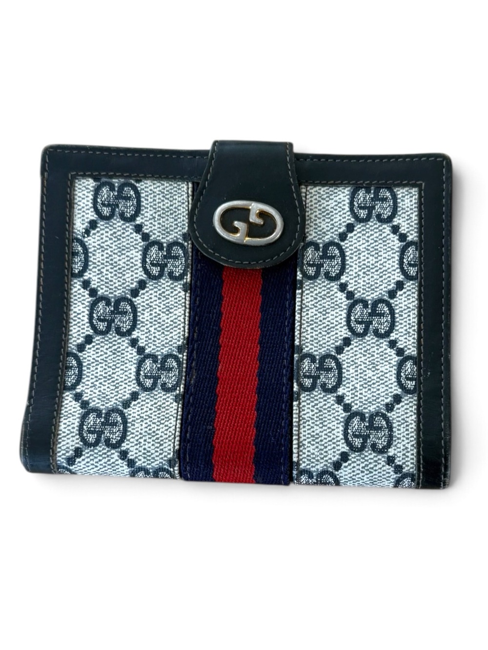 Vintage Gucci Blue/Red Web GG Canvas Snap Wallet